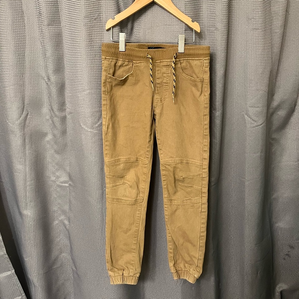 Tan Cotton Joggers with Tapered Ankles